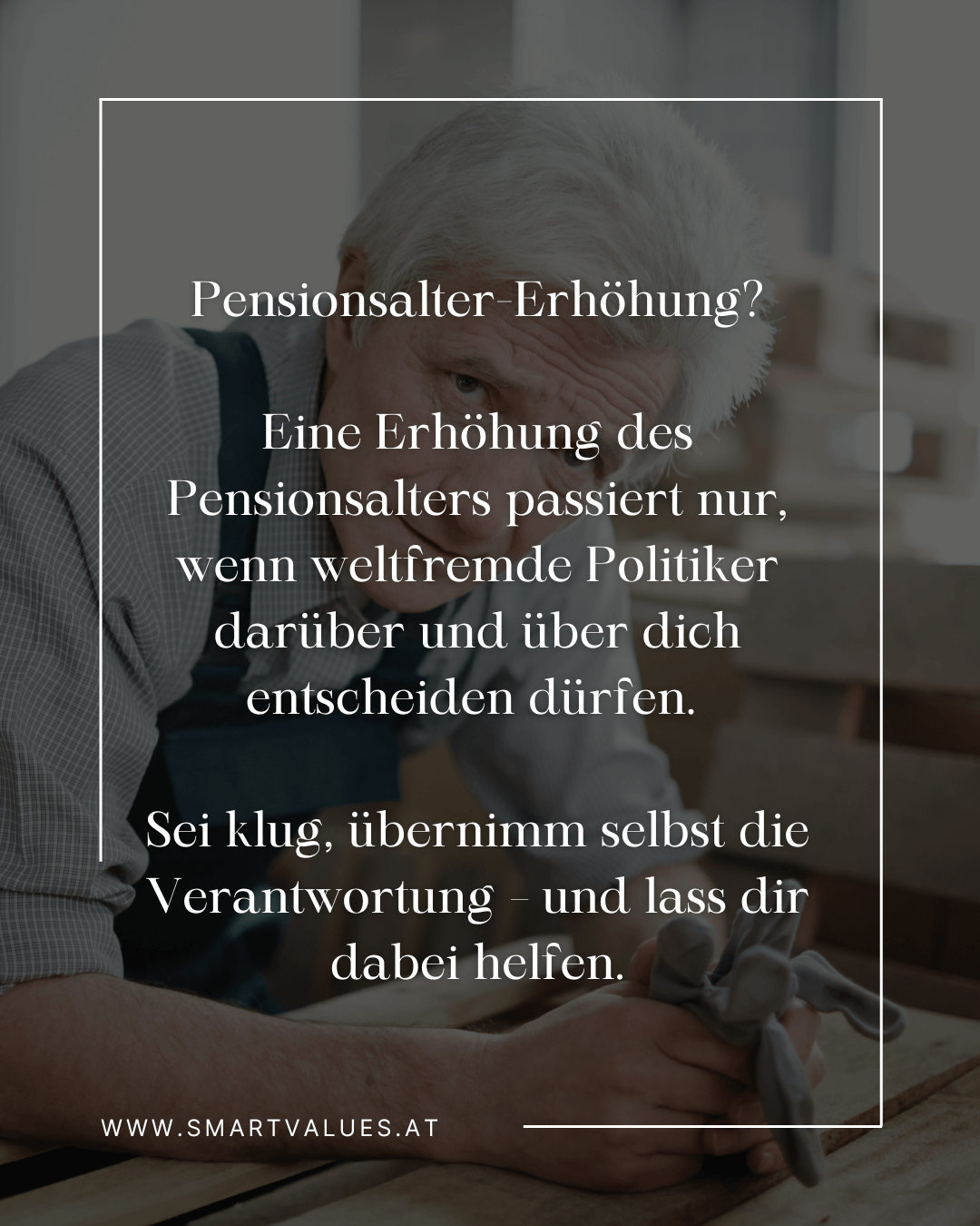 👉 Wichtig ist, rechtzeitig auf sich selbst zu achten. Wer frühzeitig handelt, sorgt nicht nur für Sicherheit, sondern auch für mehr Freiheit im Alter. www.smartvalues.at #Pension #Vorsorge #Finanzen #Zukunft #Altersvorsorge #Finanzplanung #Kärnten #Österreich